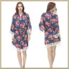 Robes de demoiselle d'honneur 2019 cadeaux de demoiselle d'honneur personnalisés coton imprimé Floral Robes de soirée de mariée manches longues M XXL