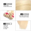 Brazilian 613# Blonde Virgin Hair 3 Bundles with Lace Closure Top Lace Closure and Bundles Silk Straight Hair Extension With Lace Closure