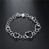 Five flat hollow hand chain sterling silver plated bracelet ; Brand new men and women 925 silver bracelet SPB141