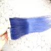 16" 18" 20" 22" 24" 26" Human Skin Weft Tape Hair Extensions 40pcs Blue Tape In Hair Extensions Remy Straight Tape Hair Extensions 100g