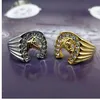 US 8 do 15 Rozmiar New Arrival Titanium Steel Plated Horse Head Ring Z A +++ Cyrkon Hip Hop Jockey Men's Pierścień