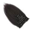 Grov Yaki Clip In Human Hair Extensions 120g Naturligt Kinky Grovklipp Innehåller 8st / Set Kinky Straight Clip In Extensions