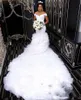 Luxury Mermaid Wedding Dresses Long Chapel Train Off Shoulder Bridal Clows Back Zipper Custom Made Formal African Bride Dresses