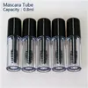 Flacone vuoto per mascara da 0,8 ml, fiala di crema per ciglia/flacone di liquido, contenitore cosmetico campione con tappo nero interno a prova di perdite