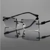الرجال الأزياء نظارات التيتانيوم بدون شفة النظارات إطار الزينة الماس الإطار البصري مع وصفة الزجاج جديد oculos 621