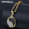 Topgrillz Hip Hop Rock Iced Out Tai Chi Hanger Ketting Goud Zilver Kleur Geplateerde Micro Verharde Zirkoon Charme Ketting voor Vrouwen