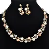 New Europe Fashion Party Casual Jewelry Set Women's Faux Pearl Rhinestone Leaves Halsband med örhängen S98