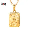 Letra KPOP Um colar unisex jóias de ouro / cor de prata de aço inoxidável quadrado de alpabeto de aço inoxidável colar A a Z P3490