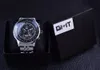 Jaragar Aviator Series Silver Rostfritt stål Toubillion Designskala Dial Mens Watches Luxury Automatic Watch Clock D18284L