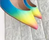 2023 Rainbow High Heelscolorful Rainbow Impreso Punta estrecha Stiletto Tacones altos Mujer Señora Mujer 12 cm 10 cm 8 cm Zapatos de tacón alto Bomba