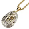 Hip Hop Uomo Donna Iced Out Collana con ciondolo faraone egiziano placcato color oro micro pavé di zirconi