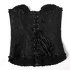 Sexy Zip Front Overbust Corset Lace Up Boned Shapewear Bustier Jacquard Floral Push Up Women Women Corset Tops Plus Tamaño S6XL4611625