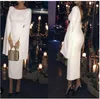 Design unique robes de soirée satin blanc avec une longueur de thé cape courte courte cocktail formel sans dossier de soirée robe de bal 7279626