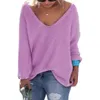 Jesień Odzież damska Dzianiny Swetry Pure Color V-Neck Długie Rękawy Dorywczo Streetwear S18100902