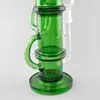 13.8" Green Recycler Oil Rig Hookah Bong with Bent Neck, Glass Water Pipes, 18mm Male Joint, and Bowl