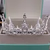 Brilliant European Wedding Crown Crystal Beaded Pearls Classic Silver Bridal Headpieces Headbands Women Hair Jewelry Tiaras Party 8720708