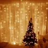 Ny 3x6m 600 LED -fönstergardin Icicle String Fairy Lights Wedding Party Decor Xmas Garland Christmas Indoor Outdoor Lighting Home