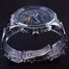 Jaragar Aviator Series Silver Rostfritt stål Toubillion Designskala Dial Mens Watches Luxury Automatic Watch Clock D18284L