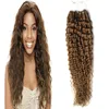 Ljusbrun mikro ring mänsklig hårförlängning 100 g remy micro loop mänskliga hårförlängningar brasilianska djupt lockigt jungfru hår