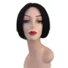 Brazylijska Krótka maszyna Made Little Lace Front Human Hair Wigs Bob peruka pełna i gruba dla czarnych kobiet naturalny kolor