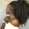 African American Kinky Curly Panytail Human Hair 160g Natural Black 1B Clip In Ponytails Updo With Drawstring For Black Women