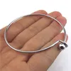 2 "2.2" 2.6 "roestvrij staal draad lege manchet zilveren kleur bangle armband voor kind meisje vrouwen sieraden voor Europese kralen voor medaillon