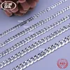 WK 100% 925 Sterling Silver Mens Silver Chain Halsband Män Hip Hop Rapper Curb Cuban Link Kedja Man 4mm 5mm 6mm 20 22 26 "Nm005