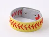 2018 n softball baseball sport bracelet- actual baseball leather bracelet ,Yellow softball leather with red seams stitching Leather Baseball