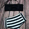 Barn baddräkt tjejer randig fission badkläder baby tvådelat tankini bh kort barn sommar halter bikini mode simma kläder beachwear ld20