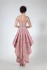 Шикарный высокий низкий кружева Пром платья совок шеи с длинными рукавами вечерние платья Vestidos де Фиеста 3D аппликация Homecoming платье