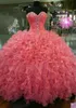 2018 Neues, elegantes Ballkleid-Quinceanera-Kleid für 15 Jahre mit Schnürung, süßes 16-Abschlussball-Party-Abschlussballkleid