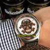 Nowy 42mm Data Pagani Automobili PVD Czarna Stalowa Skeleton Skull Dial Automatyczny Zegarek Mężczyzna Skórzany Pasek Wysokiej Jakości Tanie Zegarki Gents