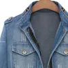 Wome Denim Blue Jacket Kvinnor Jeans Coat Distressed Slim Waist Long Sleeve Fickor Jackor Ytterkläder S-5XL