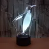 Pingouins mignons 3D LED Illusion Night Light Lampe de table de bureau 7 couleurs changeantes # R54