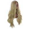 Varmförsäljning peruker, kvinnors långa lockiga hår, mikrovolym, långt rakt hår, gyllene gradient, färgad, kemisk fiber