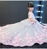 Adorável rosa / prata tulle jóia applique flor menina vestidos meninas pageant vestidos vestidos de aniversário vestido tamanho personalizado tamanho 2-14 df613032