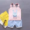 2ST Småbarns kläder set Baby flickor Sommar ärmlös kanin T-shirt Toppar Byxor Shorts Byxor Set Kläder Barn Outfit 1-4Y