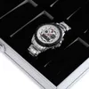Scatole per orologi Custodie Porta display da polso Contenitore in alluminio 12 Griglie Custodia per organizer per gioielli Qualità 1203K