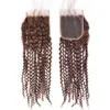 Tissages de cheveux humains bouclés crépus avec fermeture en dentelle 4 extensions de cheveux bouclés brun moyen cheveux bruns 3 paquets avec fermeture supérieure 4x45135789