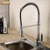 Xoxo spring estilo cozinha torneira cabeça misturador frio e quente escovado torneira de níquel pull out mixer de pulverizador tap 1343