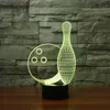 Lampe de Table à la mode, boule de Bowling, 7 couleurs changeantes, lumière 3D en acrylique colorée, lampe de bureau personnalisée