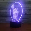 Chat mignon 3D Illusion veilleuse lampe créative LED 7 couleur changeante lampe de bureau # T56