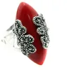 SELTENER 925 STERLING SILBER ROTER KORALLE GEMS Handgefertigter Ring GRÖSSE 7/8/9/10