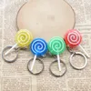 Söt regnbåge färg simulering mat godis lollipop nyckelring hängande väska hängsmycke smycken tillbehör grossist