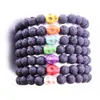 8mm Natural Black Lava Stone Beads Turchese braccialetto del Braccialetto DIY Diffusore di olio essenziale bracciale per le donne Gioielli Yoga