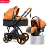 Belecoo Baby Cart 2 в 1. 3 в 1 может сидеть и ложиться сложить двустороннюю поглотительную коляску эко кожи