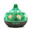 Ny 400ml 3D luftfuktare LED Night Light Glass Wood Grain Vase Shape Ultraljud Essential Oljediffusor