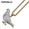 TOPGRILLZ New Style Iced Out Gold Color Plated Two Tone Micro Pave Zircon Pigeon Pendant Necklace Hip Hop Jewelry for Men Women