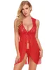 Neueste Sexy Lingerie Hot Erotic Nighty Baby Doll Nachthemd Frauen Blumenspitze Oepn vorne Nachtwäsche mit G-Schnur Schlüpfer Kleidung