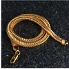 Hip Hop 20 Inches 6mm Snake Bone Chain Gold Filled Rvs Double Curb Cubaanse link Ketting Kettingen voor Mannen Sieraden